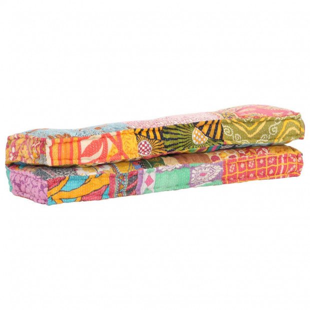 Sofa Cushion Multicolour Fabric Patchwork Image 4
