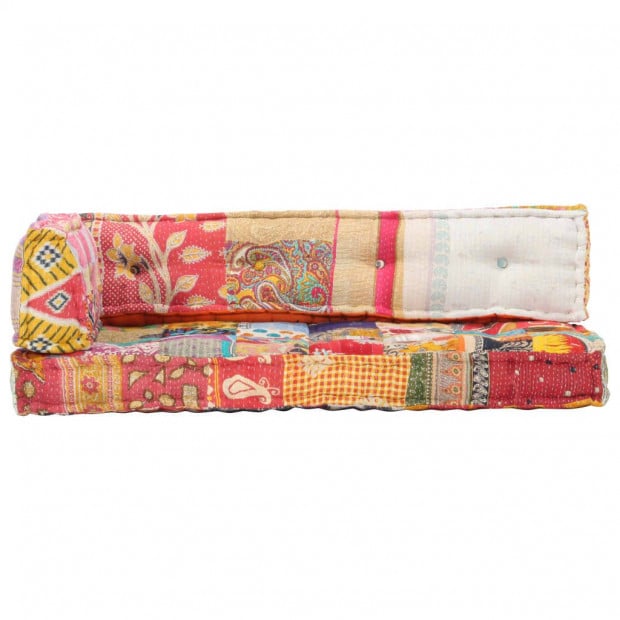 Multicolour Fabric Sofa Cushion Patchwork Image 2