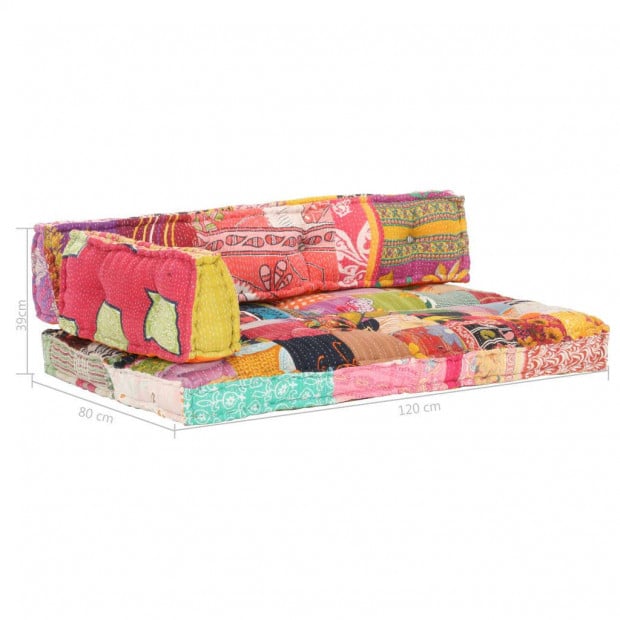 Multicolour Fabric Sofa Cushion Patchwork Image 5