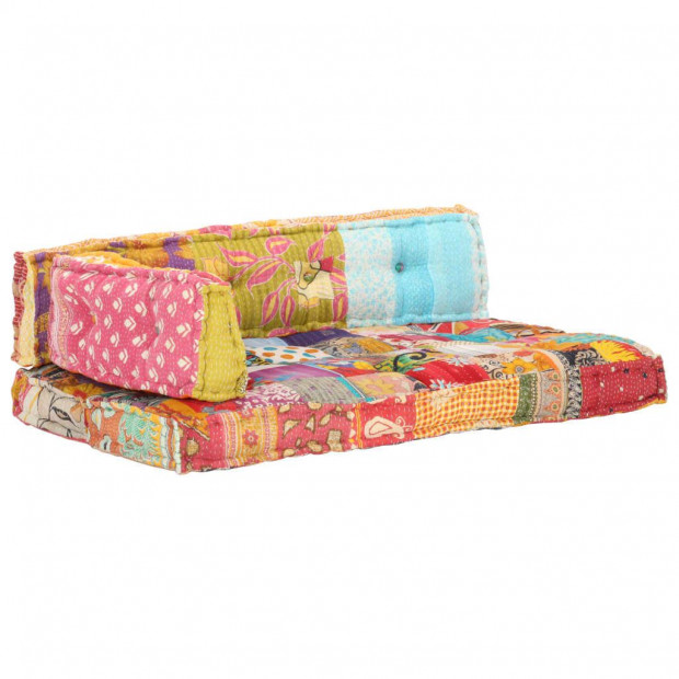 Multicolour Fabric Sofa Cushion Patchwork Image 7