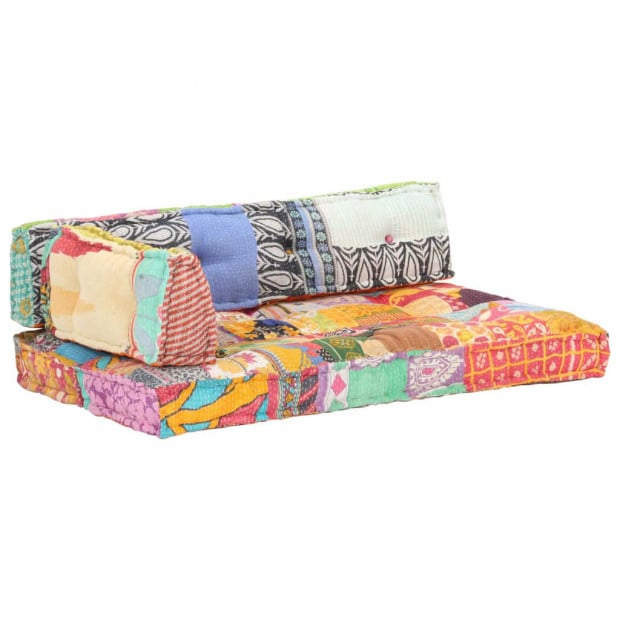 Multicolour Fabric Sofa Cushion Patchwork Image 9