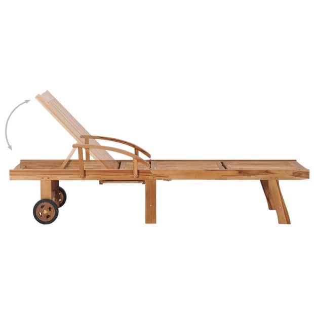 Sun Loungers 2 Pcs With Table Solid Teak Wood Image 7