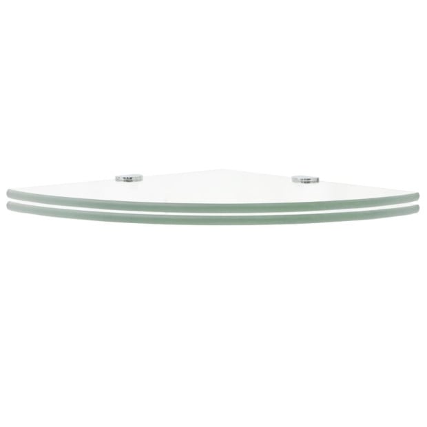 Corner Shelves 2 Pcs Chrome Supports Glass Clear 25 x 25cm Image 2