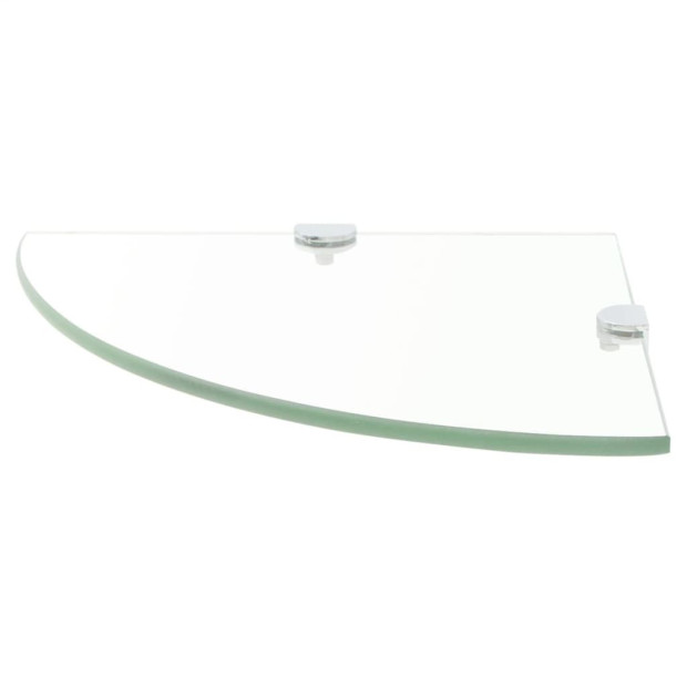 Corner Shelves 2 Pcs Chrome Supports Glass Clear 25 x 25cm Image 3