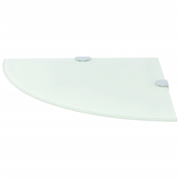 Corner Shelves 2 Pcs With Chrome Supports Glass White 25x25 Cm Image 3
