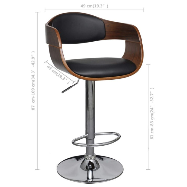 Bar Stools 2 Pcs Black Bent Wood And Faux Leather Image 7