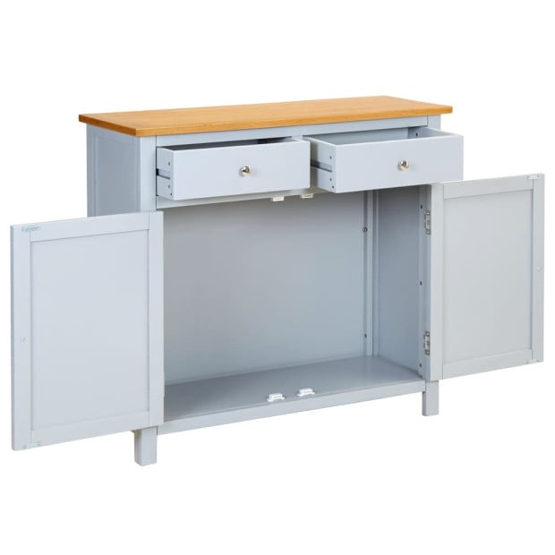 Sideboard 90x33.5x83cm Solid Oak Wood Image 2