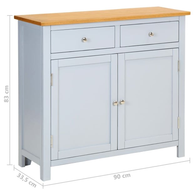 Sideboard 90x33.5x83cm Solid Oak Wood Image 9