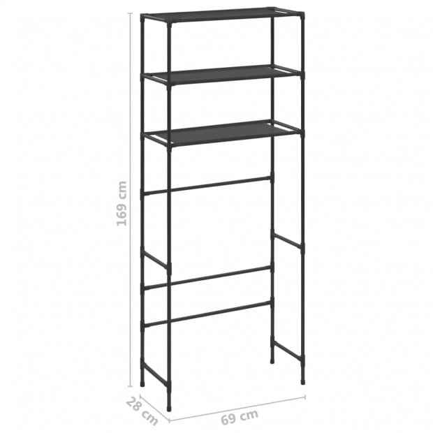 3-tier Storage Rack Over Laundry Machine Black 69x28x169 Cm Image 8