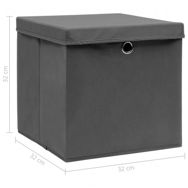 Storage Boxes With Lids 4 Pcs Grey 32x32x32 Cm Fabric Image 6