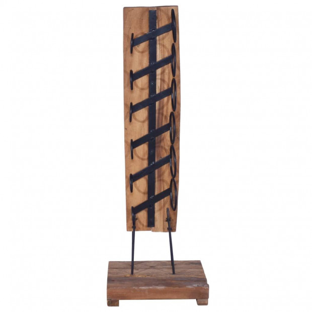 Wine Rack For 6 Bottles 35x35x100 Cm Solid Teak Wood Image 2