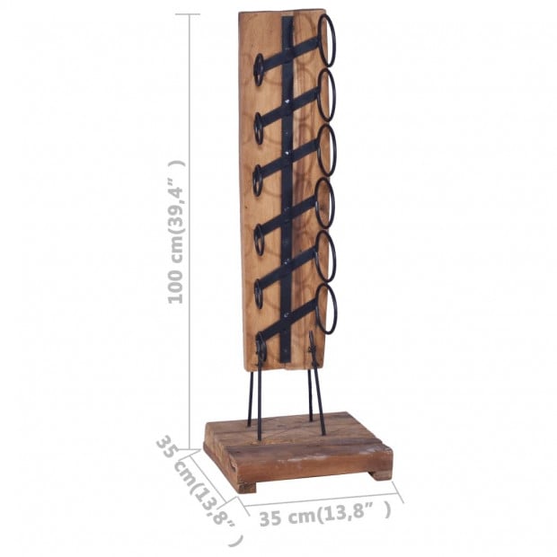 Wine Rack For 6 Bottles 35x35x100 Cm Solid Teak Wood Image 6