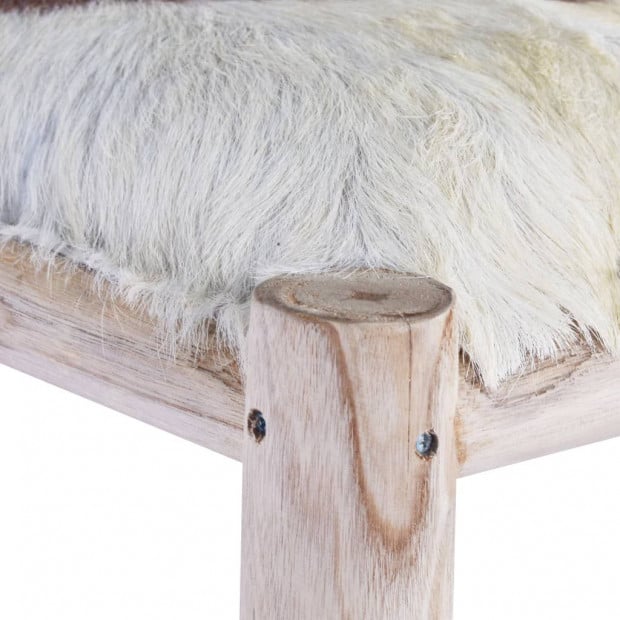 Bar Stool Real Goat Leather And Solid Teak Wood Image 3