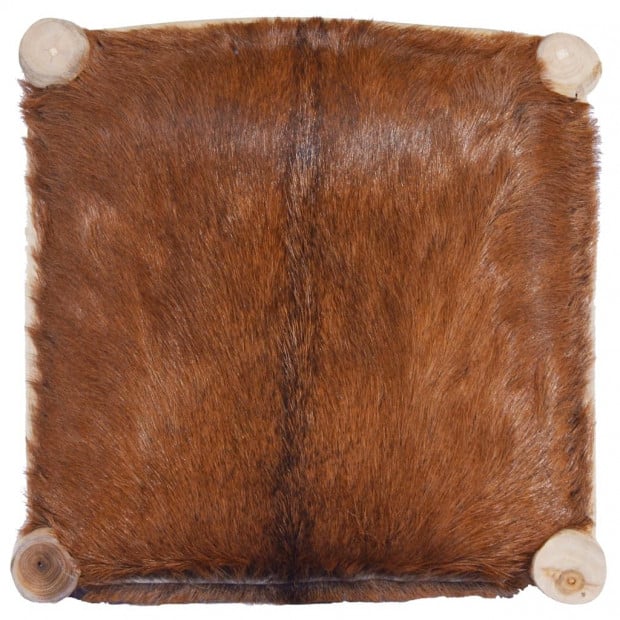 Bar Stool Real Goat Leather And Solid Teak Wood Image 6