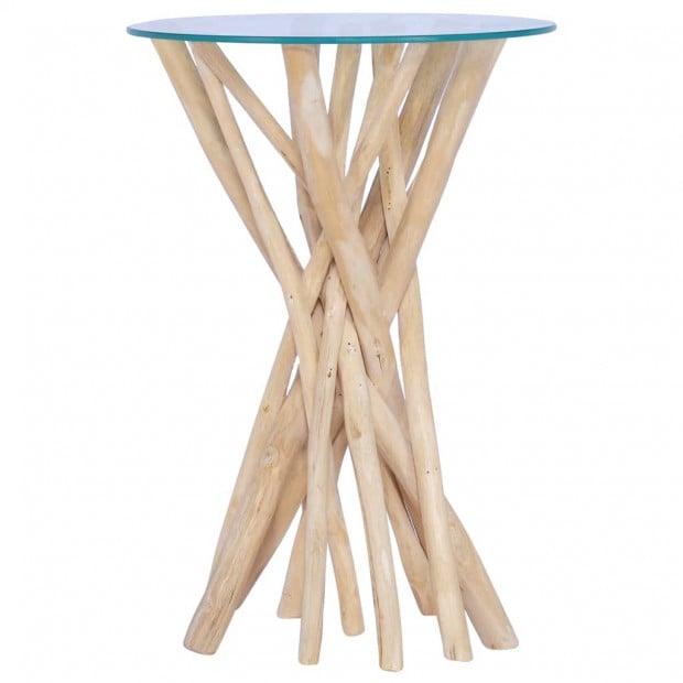 Coffee Table With Glass Top 35x35x50 Cm Solid Teak Wood Image 7