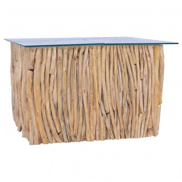 Coffee Table With Glass Top 66x66x40 Cm Solid Teak Wood Image 7