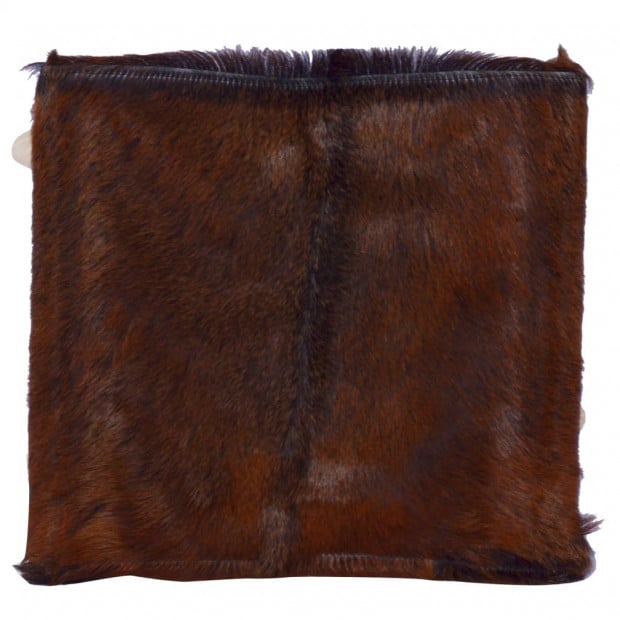 Folding Stool Real Leather And Solid Teak Wood Image 6