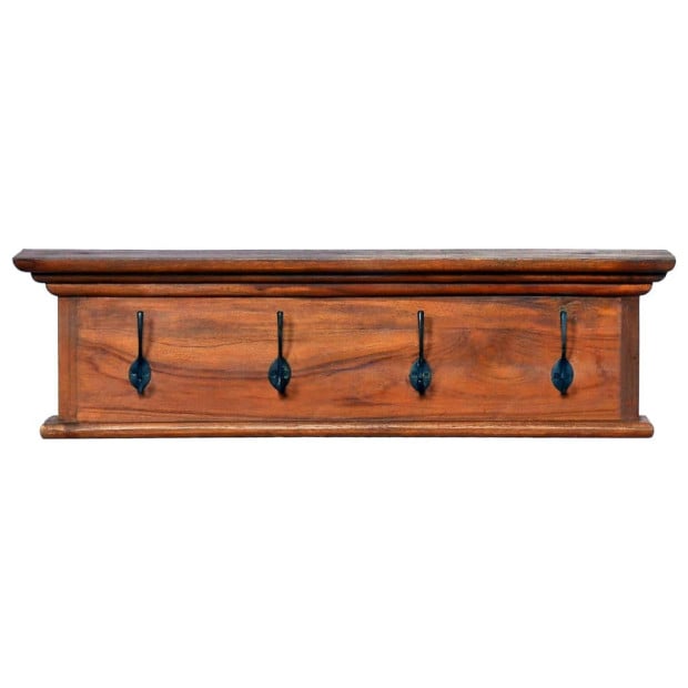 Wall Mounted Coat Rack 70x10x20 Cm Solid Teak Wood Image 2