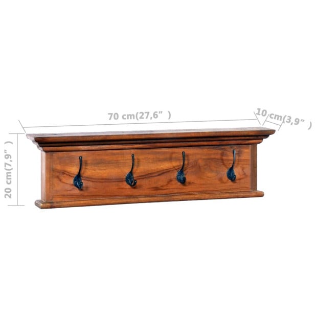 Wall Mounted Coat Rack 70x10x20 Cm Solid Teak Wood Image 7