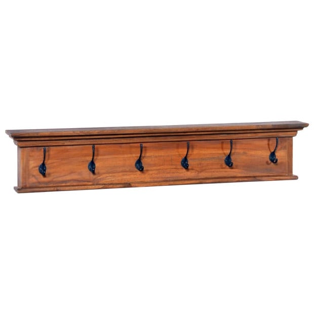 Wall Mounted Coat Rack 100x10x20 Cm Solid Teak Wood