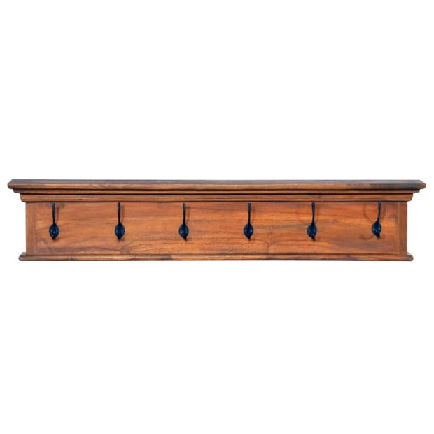 Wall Mounted Coat Rack 100x10x20 Cm Solid Teak Wood Image 2