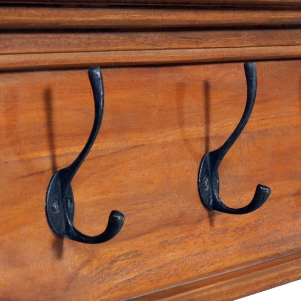 Wall Mounted Coat Rack 100x10x20 Cm Solid Teak Wood Image 6