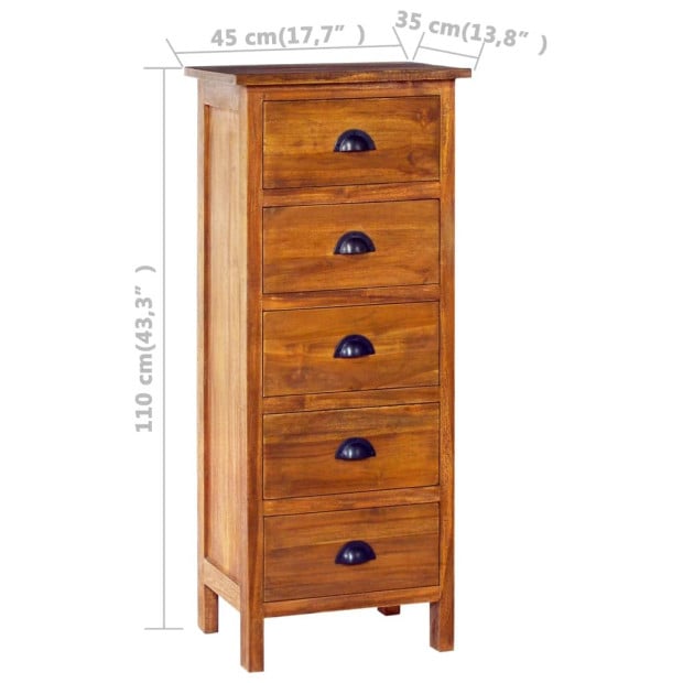 Sideboard 45x35x110 Cm Solid Teak Wood Image 7