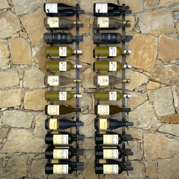 Wall-mounted Wine Racks For 48 Bottles 2 Pcs Black Iron Image 2