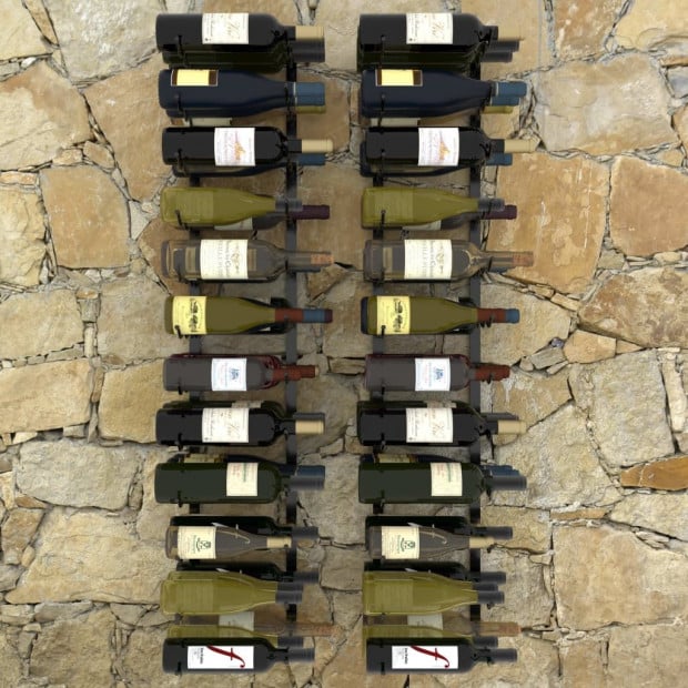 Wall-mounted Wine Racks For 72 Bottles 2 Pcs Black Iron Image 2