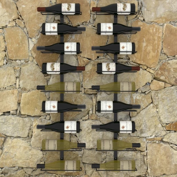 Wall-mounted Wine Racks For 18 Bottles 2 Pcs Black Iron Image 2