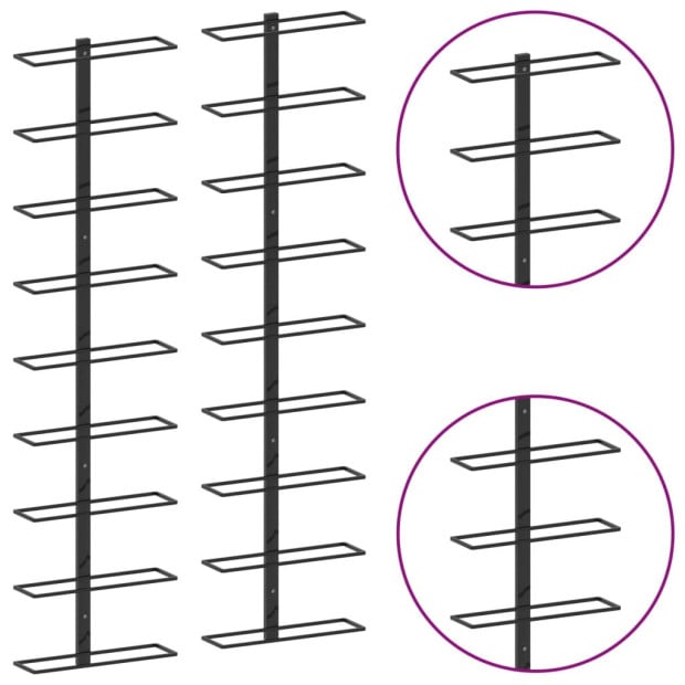 Wall-mounted Wine Racks For 18 Bottles 2 Pcs Black Iron Image 5