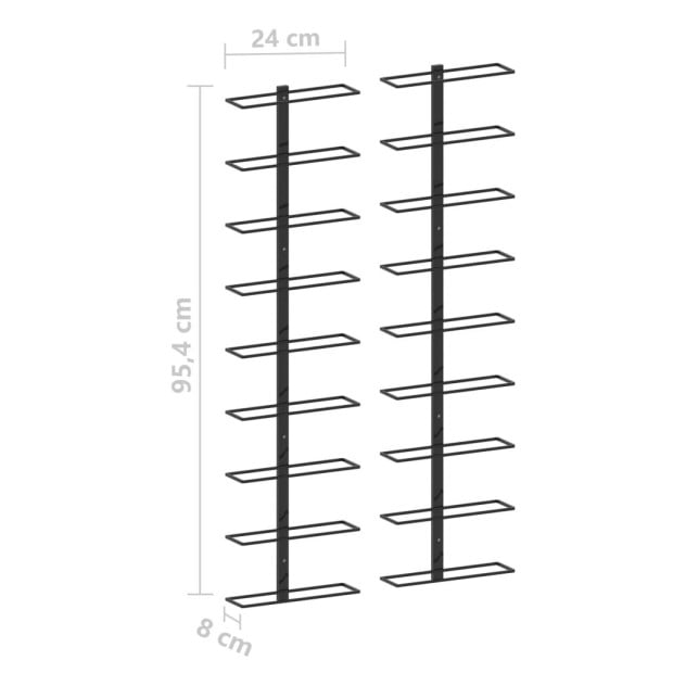 Wall-mounted Wine Racks For 18 Bottles 2 Pcs Black Iron Image 6
