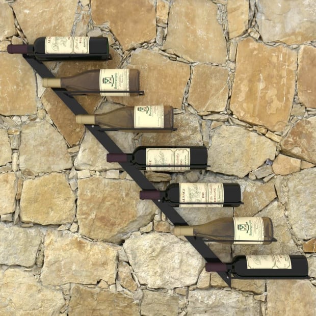 Wall-mounted Wine Rack For 7 Bottles Black Metal Image 2
