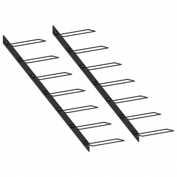 Wall-mounted Wine Racks For 14 Bottles 2 Pcs Black Metal Image 3