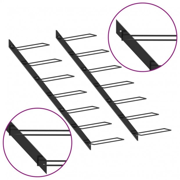 Wall-mounted Wine Racks For 14 Bottles 2 Pcs Black Metal Image 5