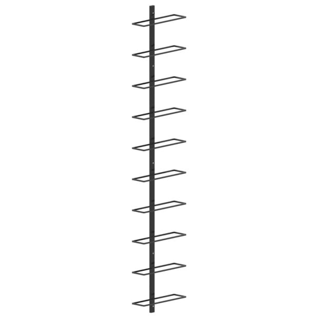 Wall mounted Wine Rack For 10 Bottles Black Metal