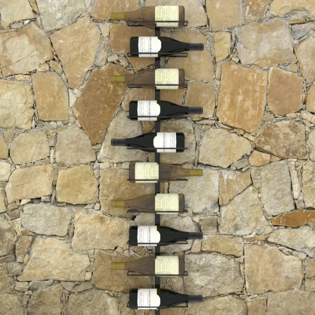 Wall-mounted Wine Rack For 10 Bottles Black Metal Image 2
