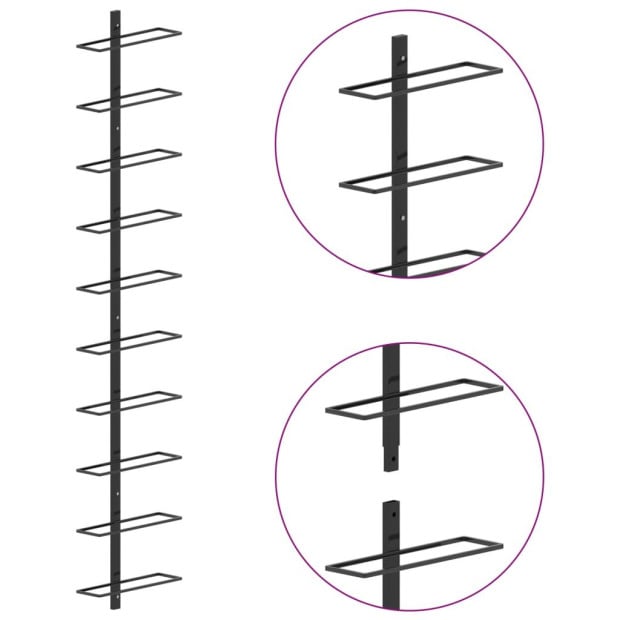 Wall-mounted Wine Rack For 10 Bottles Black Metal Image 5