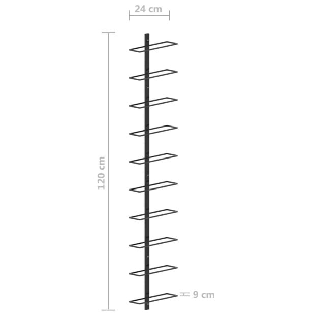 Wall-mounted Wine Rack For 10 Bottles Black Metal Image 6