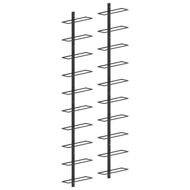 Wall-mounted Wine Racks For 20 Bottles 2 Pcs Black Metal