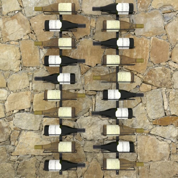 Wall-mounted Wine Racks For 20 Bottles 2 Pcs Black Metal Image 2