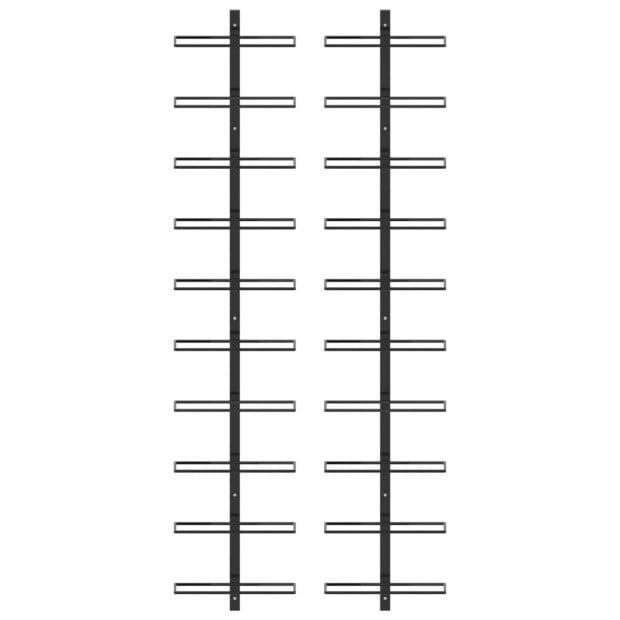 Wall-mounted Wine Racks For 20 Bottles 2 Pcs Black Metal Image 3