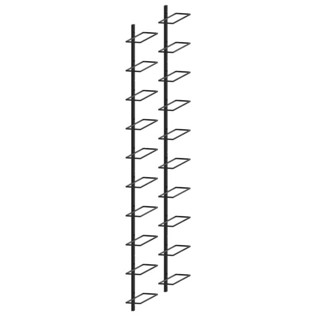 Wall-mounted Wine Racks For 20 Bottles 2 Pcs Black Metal Image 4