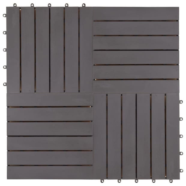 Decking Tiles 20 Pcs Grey Wash 30x30 Cm Solid Acacia Wood Image 3