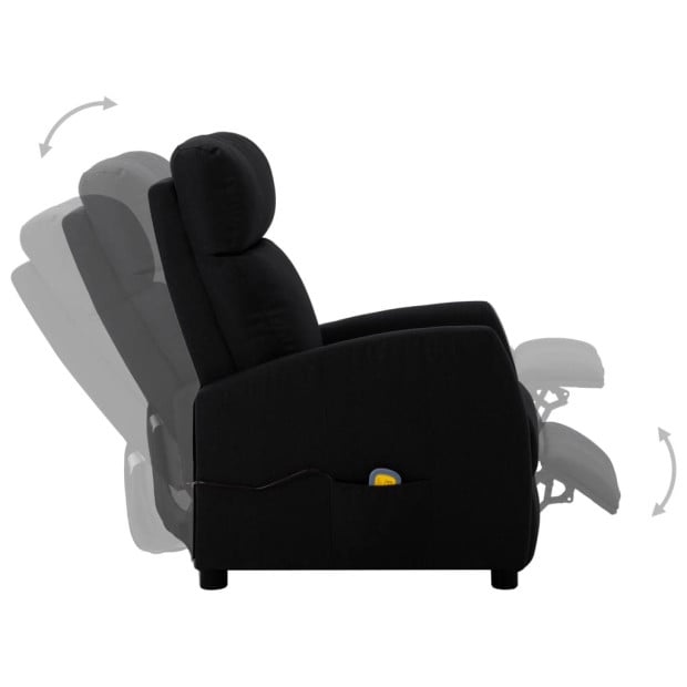 Massage Reclining Chair Black Fabric Image 3