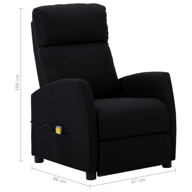 Massage Reclining Chair Black Fabric Image 8