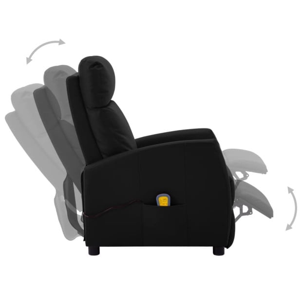 Massage Reclining Chair Black Faux Leather Image 3