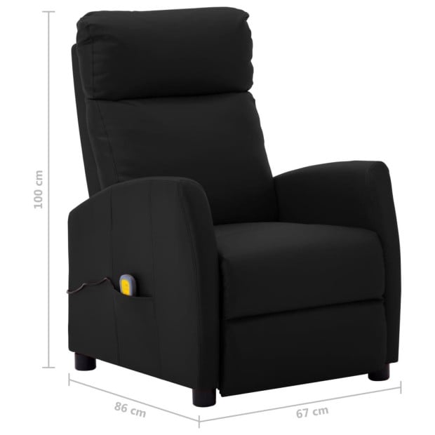 Massage Reclining Chair Black Faux Leather Image 7