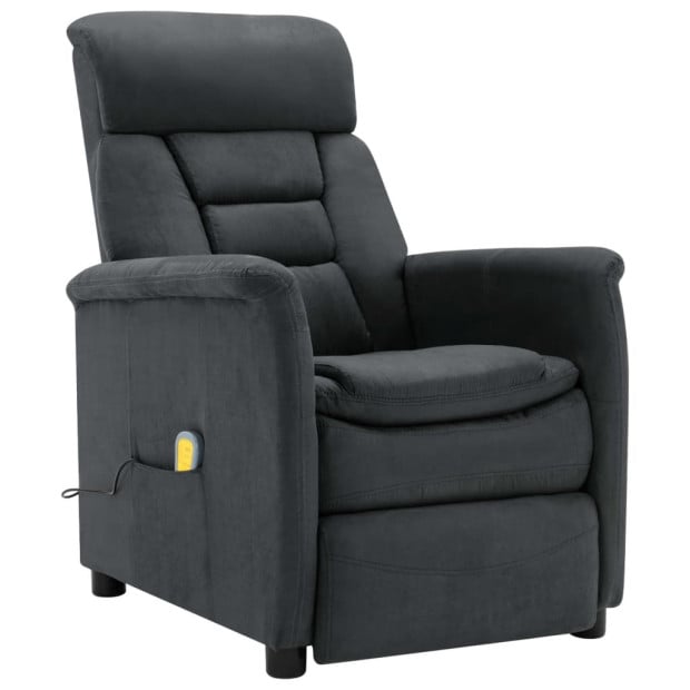 Massage Recliner Dark Grey Faux Suede Leather Image 2