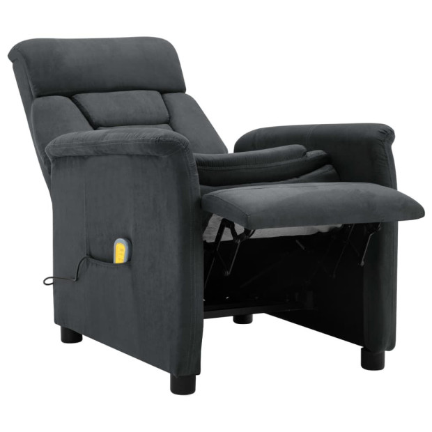 Massage Recliner Dark Grey Faux Suede Leather Image 4